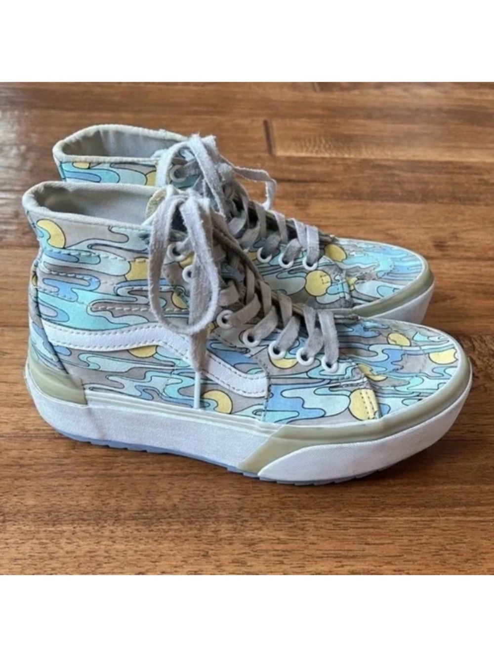 Vans Sk8-Hi Tapered Stacked Platform Sneakers UV Ink Sunwaves Canvas Size 6